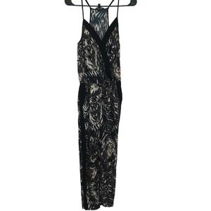 EUC Banana Republic Graphic Print Jumpsuit 4 Black V-neck Cami Women Abstract